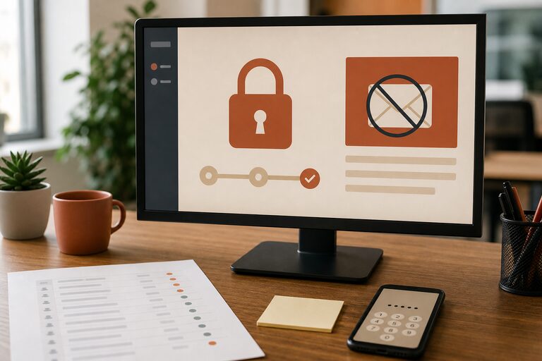 Монитор с закрытым замком и смартфон с кодом входа: так выглядит защита сайта после настройки прав